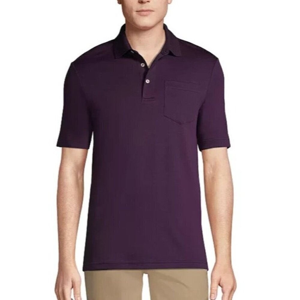 NWOT Lands' End Men's XXL Purple Polo Shirt Traditional Fit Short Sleeve